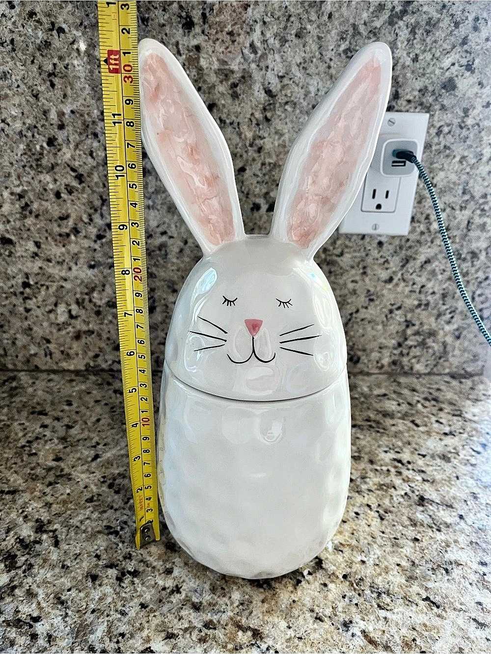 10 Strawberry Street Easter White & Pink Bunny Canister